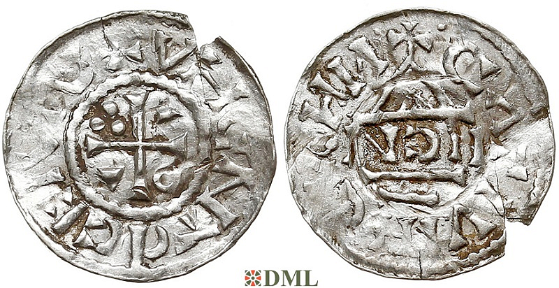 Обол, Германия, Бавария, Heinrich II (1002-1024), м.д. Nabburg, монетарий HCN, Hahn 1976, 75a2