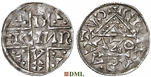 Денарий, Германия, Бавария, Heinrich V (1018-1023), м.д. Regensburg, монетарий AZO, Hahn 1976, 31b1