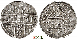 Денарий, Германия, Бавария, Heinrich V (1018-1023), м.д. Regensburg, монетарий AZO, Hahn 1976, 31b1