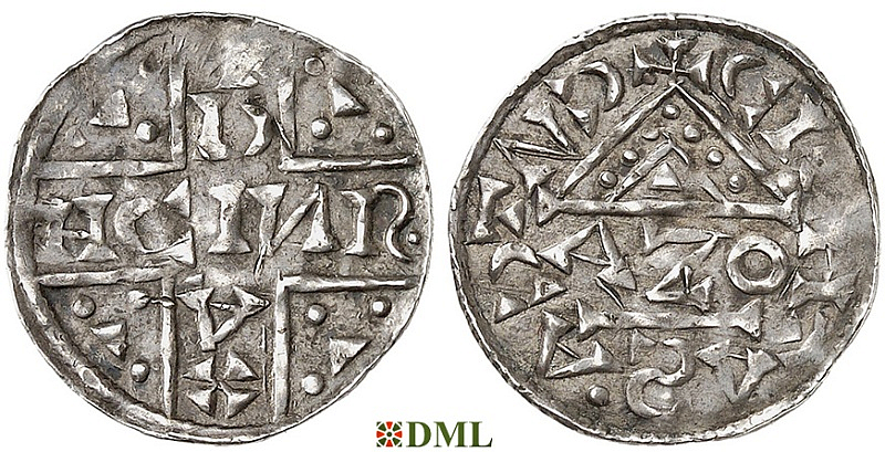 Денарий, Германия, Бавария, Heinrich V (1018-1023), м.д. Regensburg, монетарий AZO, Hahn 1976, 31b1