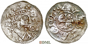 Денарий, Германия, Швабия, Heinrich II (1002-1024), м.д. Augsburg, Hahn 1976, 145.