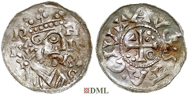 Денарий, Германия, Швабия, Heinrich II (1002-1024), м.д. Augsburg, Hahn 1976, 145.