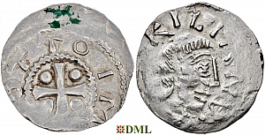 Денарий, Германия, Франкония, Otto III (983-1002), м.д. Wurzburg, Dbg. 856