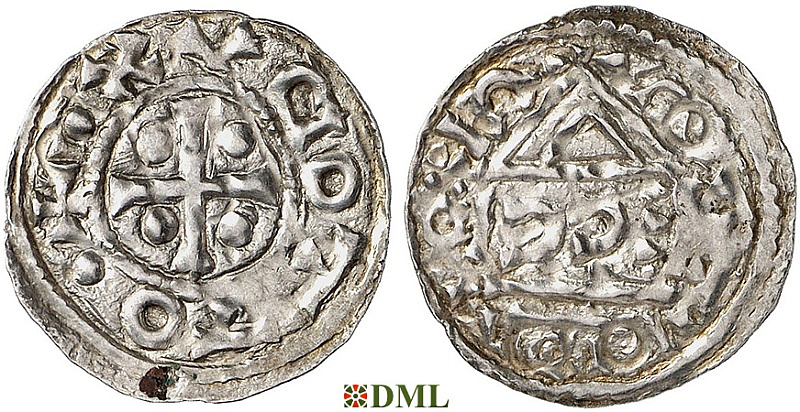 Денарий, Германия, Бавария, Otto I (973-982), м.д. Regensburg, монетарий ECCIO, Hahn 1976, 17c2