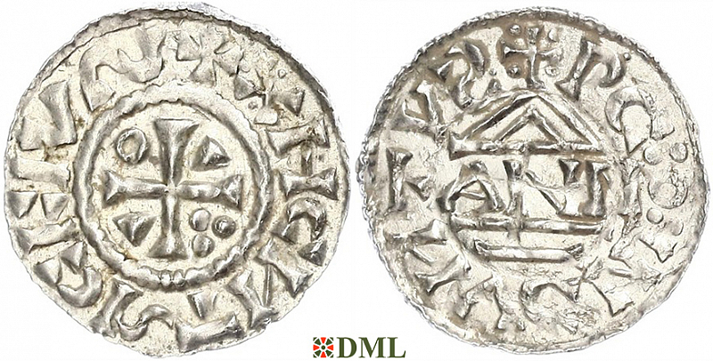 Денарий, Германия, Бавария, Heinrich II (1002-1024), м.д. Regensburg, монетарий ANNO, Hahn 1976, 27a3