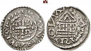 Денарий, Германия, Бавария, Heinrich III (1027-1039) и Konrad II (1024-1039), м.д. Regensburg, Hahn 1976, 35