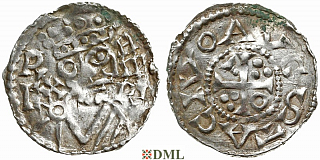 Денарий, Германия, Швабия, Heinrich II (1002-1024), м.д. Augsburg, Hahn 1976, 145.6