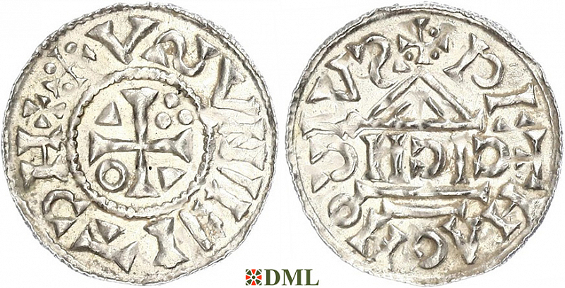 Денарий, Германия, Бавария, Heinrich II (1002-1024), м.д. Regensburg, монетарий CICII, Hahn 1976, 27b1