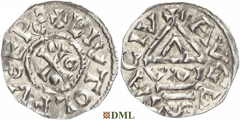 Денарий, Германия, Швабия, Liutolf (989-995), м.д. Augsburg, монетарий WI, Hahn 1976, 138a1.6