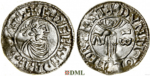 Денарий, Англия, Æthelred II (978-1016), м.д. Leicester, монетарий Dunstan, North 766
