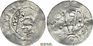 Денарий, Германия, Саксония, Adalbert (1043-1072), м.д. Bremen, Dbg. 1777