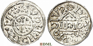 Денарий, Германия, Бавария, Heinrich II (1002-1024), м.д. Regensburg, монетарий CICII, Hahn 1976, 27b1