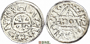 Денарий, Германия, Бавария, Heinrich II (1002-1024), м.д. Regensburg, монетарий HƆOV, Hahn 1976, 27i1
