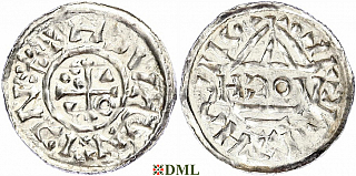 Денарий, Германия, Бавария, Heinrich II (1002-1024), м.д. Regensburg, монетарий HƆOV, Hahn 1976, 27i1