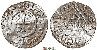 Денарий, Германия, Бавария, Heinrich IV (995-1002), м.д. Regensburg, монетарий WICL, Hahn 1976, 25e2.1
