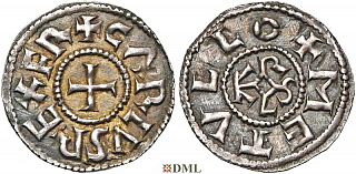 Денарий, Каролинги, Charlemagne (768-814) ou Charles le Chauve (840-877), м.д Melle