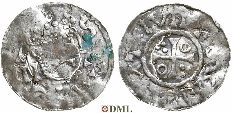 Денарий, Германия, Бавария, Heinrich II (1002-1024), м.д. Salzburg, Hahn 1976, 94D10