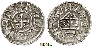 Денарий, Германия, Бавария, Heinrich II (1002-1024), м.д. Regensburg, монетарий ECCO, Hahn 1976, 27c1.3