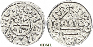 Денарий, Германия, Бавария, Heinrich II (1002-1024), м.д. Regensburg, монетарий EИCO, Hahn 1976, 27d9