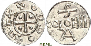 Денарий, Германия, Нижняя Лотарингия, Otto III (983-1002), м.д. Koln, Dbg 335