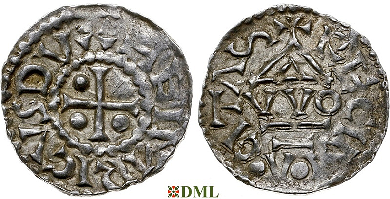 Денарий, Германия, Бавария, Heinrich I (948-955), м.д. Regensburg, монетарий WO, Hahn 1976, 10m2.3