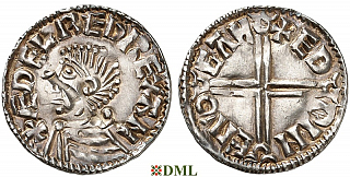 Денарий, Англия, Æthelred II (978-1016), м.д. Cambridge, монетарий Eadwine, North 774