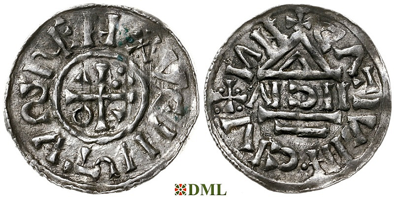 Денарий, Германия, Бавария, Heinrich II (1002-1024), м.д. Nabburg, монетарий IICIV, Hahn 1976, 74a1