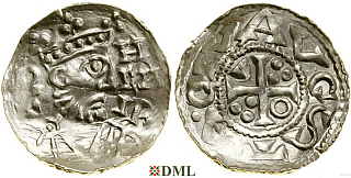 Денарий, Германия, Швабия, Heinrich II (1002-1024), м.д. Augsburg, Hahn 1976, 145.36