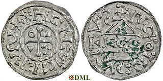 Денарий, Германия, Бавария, Heinrich II (1002-1024), м.д. Regensburg, монетарий ECCO, Hahn 1976, 27c2