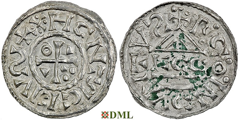 Денарий, Германия, Бавария, Heinrich II (1002-1024), м.д. Regensburg, монетарий ECCO, Hahn 1976, 27c2