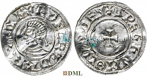 Денарий, Англия, Æthelred II (978-1016), м.д. London, монетарий Swegen, North 777