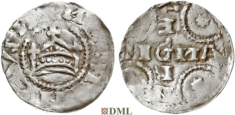 Денарий, Германия, Швабия, Heinrich II (1002-1024), м.д. Strassburg, Dbg. 915