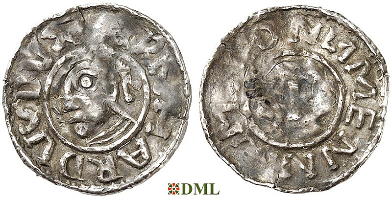 Денарий, Германия, Саксония, Bernhard I (973-1011), м.д. Luneburg, Dbg. 585