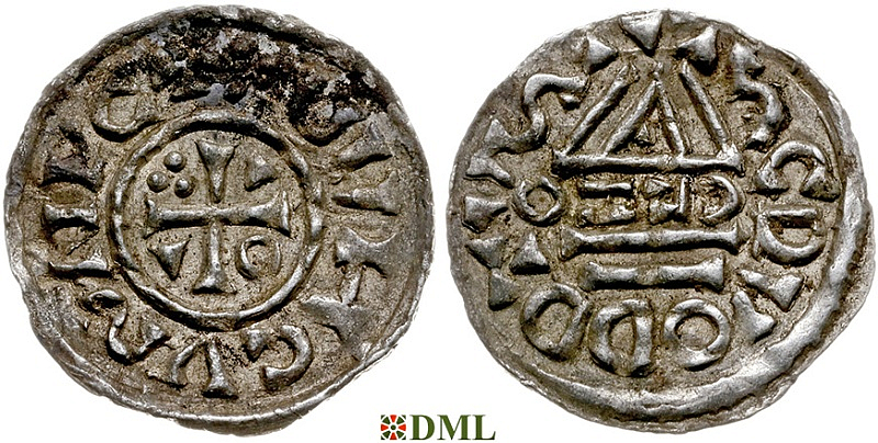 Денарий, Германия, Бавария, Heinrich II (1002-1024), м.д. Salzburg, монетарий CEZO, Hahn 1976, 89a2.3