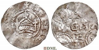 Денарий, Германия, Швабия, Heinrich II (1002-1024), м.д. Strassburg, Dbg. 915