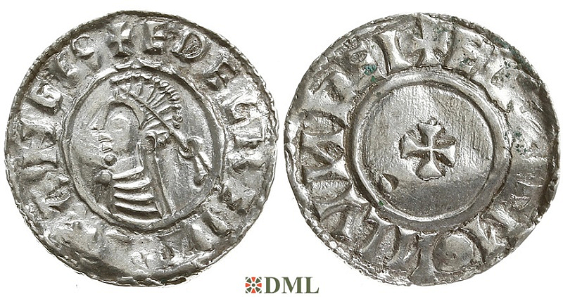 Денарий, Англия, Æthelred II (978-1016), м.д. London, монетарий Ælfric, North 777