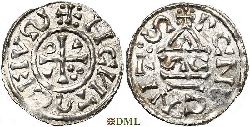 Денарий, Германия, Бавария, Heinrich II (1002-1024), м.д. Regensburg, монетарий SC, Hahn 1976, 27h4
