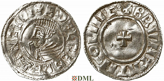 Денарий, Англия, Æthelred II (978-1016), м.д. Lincoln, монетарий Bruntat, North 777