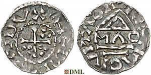 Денарий, Германия, Бавария, Heinrich II (955-976), м.д. Regensburg, монетарий MΛO, Hahn 1976, 15f1
