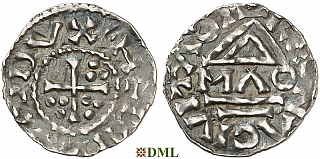 Денарий, Германия, Бавария, Heinrich II (955-976), м.д. Regensburg, монетарий MΛO, Hahn 1976, 15f1