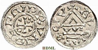 Денарий, Германия, Швабия, Bruno (1006-1029), м.д. Augsburg, монетарий WI, Hahn 1976, 142a2