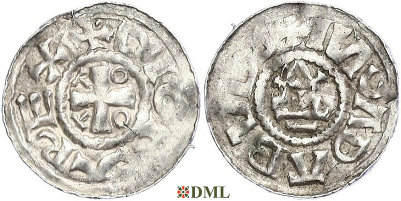 Денарий, Германия, Саксония, Otto III (983-1002), м.д. Magdeburg, Dbg. 639