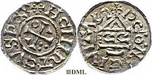 Денарий, Германия, Бавария, Heinrich II (1002-1024), м.д. Regensburg, монетарий ECCO, Hahn 1976, 27c1