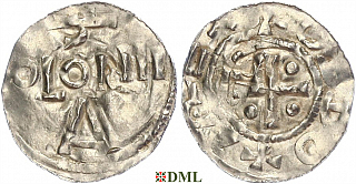 Денарий, Германия, Нижняя Лотарингия, Otto III (983-1002), м.д. Koln, Dbg 335