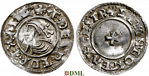 Денарий, Англия, Æthelred II (978-1016), м.д. Exeter, монетарий Sæwine, North 777