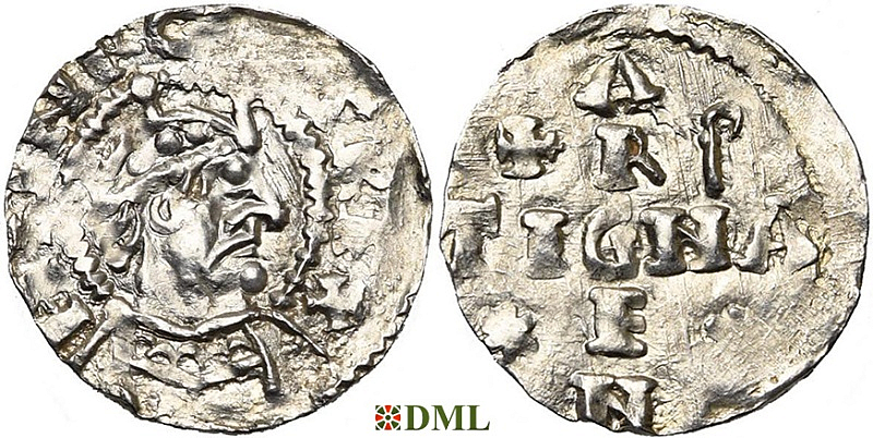 Денарий, Германия, Швабия, Heinrich II (1002-1024), м.д. Strassburg, Dbg. 918