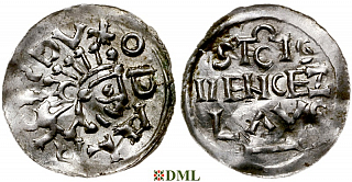 Денарий, Чехия, Богемия, Oldřich (1012-1034), м.д. Praga, Šmerda 130a