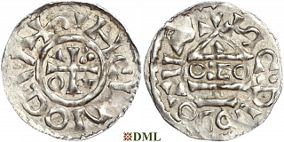 Денарий, Германия, Бавария, Heinrich II (1002-1024), м.д. Salzburg, монетарий OZO, Hahn 1976, 89a5