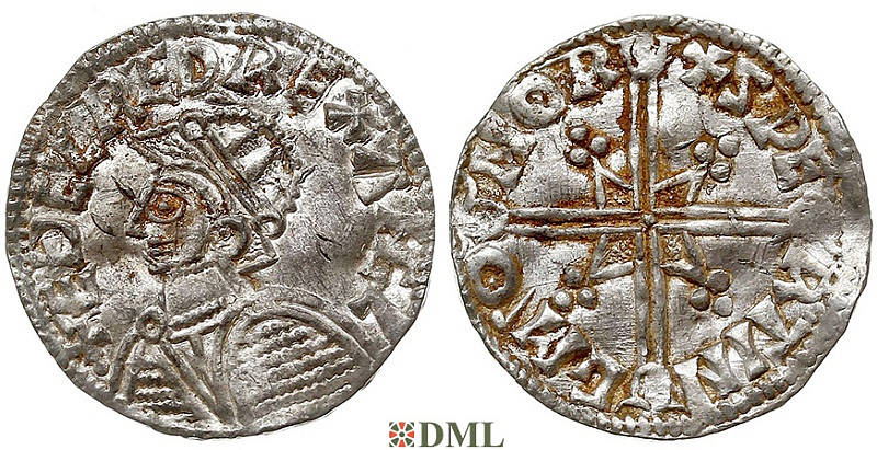 Денарий, Англия, Æthelred II (978-1016), м.д. Norwich, монетарий Swertinc, North 775