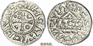 Денарий, Германия, Бавария, Heinrich II (1002-1024), м.д. Regensburg, монетарий MΛCCO, Hahn 1976, 27f1